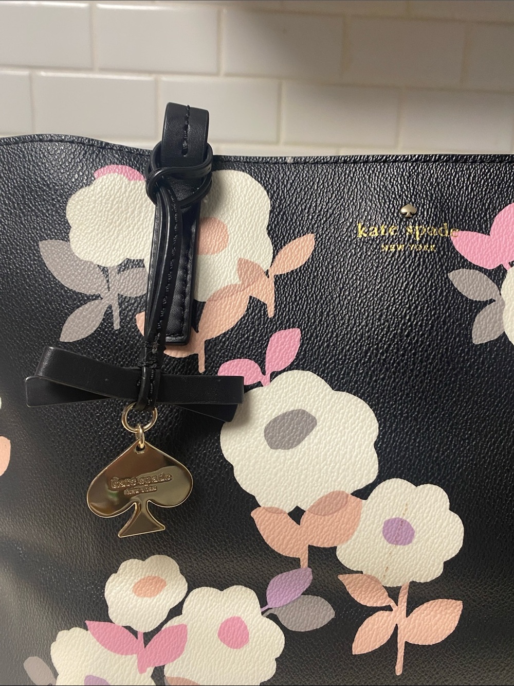 kate spade Black Floral Print Tote with Pastel Accents - Picture 2 of 9